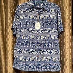 NWT Havana Jim Blue and White Button-Up Shirt Large